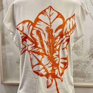 Camiseta Blanca Astromelia Naranja